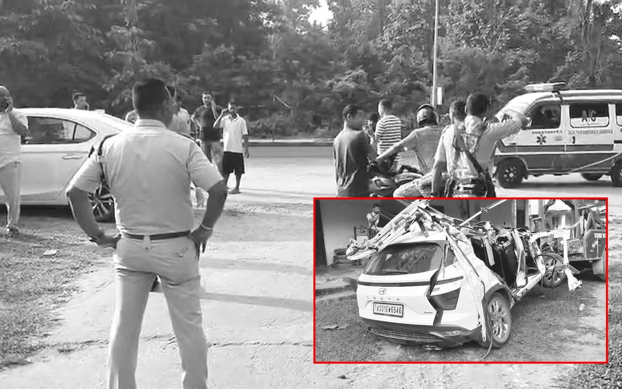 তীব্ৰবেগী বাহনৰ নিয়ন্ত্ৰণ হেৰুৱাই পথৰ ডিভাইডাৰত প্ৰচণ্ড খুন্দা;নিহত ৩গৰাকী,আহত ২গৰাকী